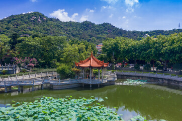 Fototapeta na wymiar Aerial view of South Putuo Temple, Xiamen, China