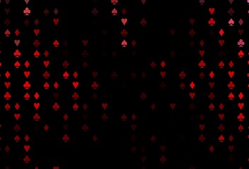 Fototapeta na wymiar Dark Red vector pattern with symbol of cards.