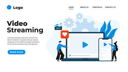 Modern flat design illustration of Video Streaming. Can be used for website and mobile website or Landing page. Vector illustration