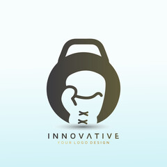 Boxer icon inside dumbbell fitness vector logo design, fitness logo design, dumbbell icon, Gym Logo Ideas and Fitness Logo Designs