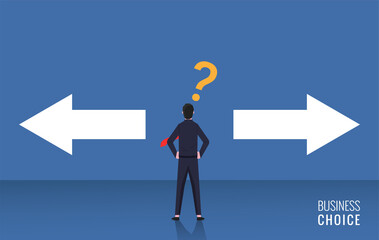 Choice of businessman vector illustration. Business symbol with question mark.