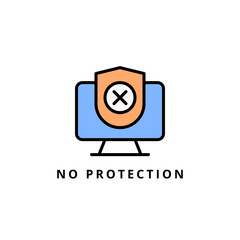 no protection icon vector illustration. no protection icon lineal color design.