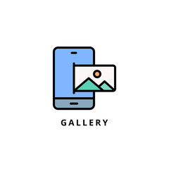 gallery icon vector illustration. gallery icon lineal color design.
