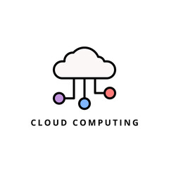 cloud computing icon vector illustration. cloud computing icon lineal color design.