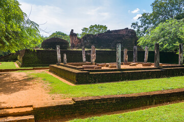 Fototapeta na wymiar Ruins of the royal ancient city of the Kingdom of Polonnaruwa in Sri Lanka 