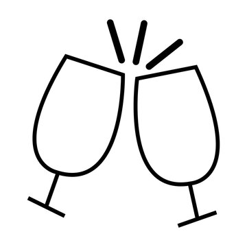 Vector illustration of champagne glasses. New Year, Christmas holiday celebration concept icon.