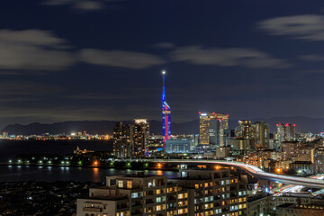 Fototapeta na wymiar 愛宕神社から見た福岡市内の夜景　Night view Fukuoka city Seen from Atago Shrine