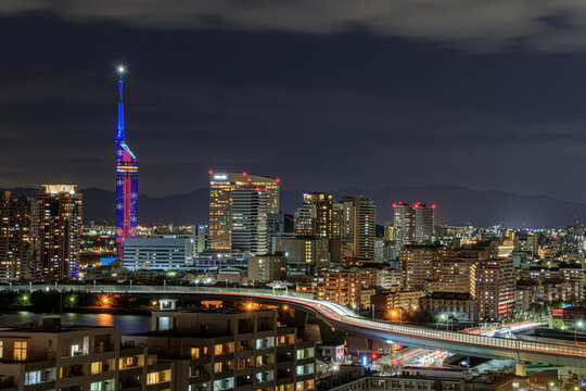 愛宕神社から見た福岡市内の夜景 Night view Fukuoka city Seen from Atago Shrine © M・H