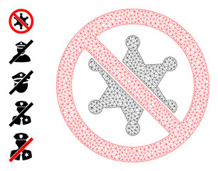 Mesh polygonal stop sheriff star icon with simple structure created from stop sheriff star vector illustration. Carcass mesh polygonal stop sheriff star. Linear carcass flat mesh in eps10 vector