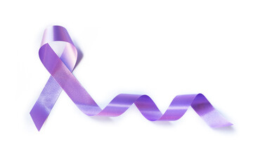 World cancer day purple awareness ribbon on white background