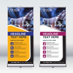 Naklejka premium Roll up banner design template, abstract background, pull up design, x-banner, rectangle size.