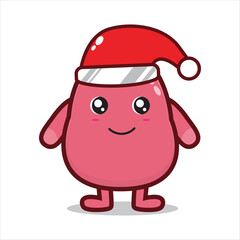 cute mascot illustration of guava fruit on christmas day
