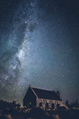 Fototapeta na wymiar Astrophotography of the Night Sky in Lake Tekapo, New Zealand