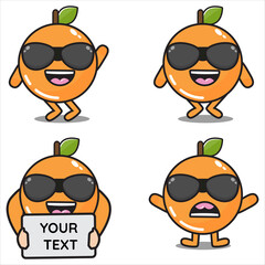 orange mascot wear glasses with different styles vector eps 10