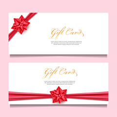 Gift card template with red ribbon