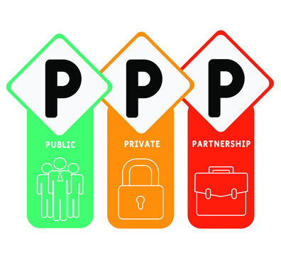 PPP - Public-private Partnership Acronym. Business Concept Background.  Vector Illustration Concept With Keywords And Icons. Lettering Illustration With Icons For Web Banner, Flyer, Landing Page