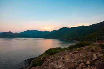 Beautiful landscape of sunset on the beach at Con Dao Island, Vietnam