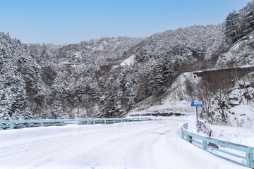 【冬ドライブイメージ】圧雪路の山道