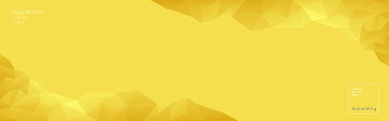 Fototapeta na wymiar Vector abstract polygonal illuminating Yellow background. Geometric shapes. Low poly style. In the color of the year 2021. Banner, web design. Copyspace.