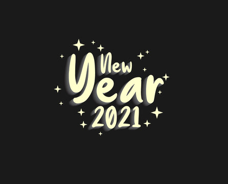 Happy New Year 2021 script text hand lettering. Design template Celebration typography poster, banner or greeting card for Merry Christmas and happy new year. Vector Illustration