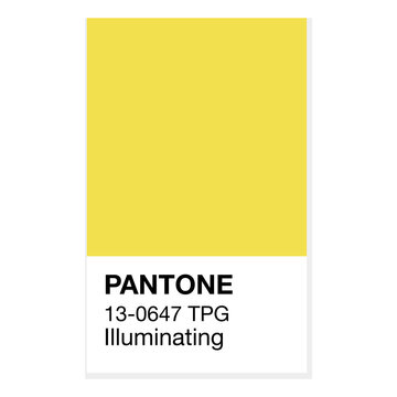 SWINDON, UK - DECEMBER 20, 2020: Pantone Illuminating Yellow Trending Color of the Year 2021. Color pattern, vector  illustration