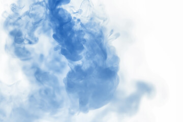 Puffs of paint in water. The dissolution of the dye in water. Water pollution. Concept art creativity.