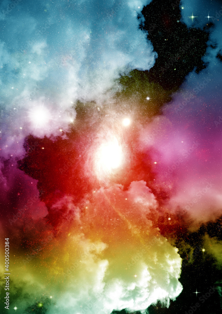 Wall mural galaxy in a free space. 3d rendering
