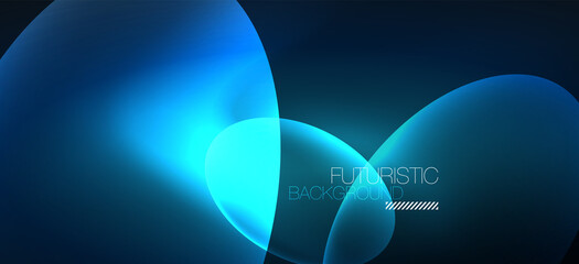 Neon ellipses abstract backgrounds. Shiny bright round shapes glowing in the dark. Vector futuristic illustrations for covers, banners, flyers and posters and other