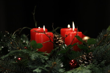 christmas decoration with candles,Poland