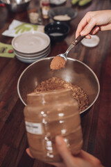 Girls bake oatmeal cookies at home