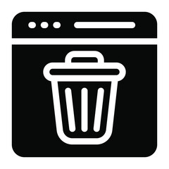 
Online waste data container, solid icon of web delete 
