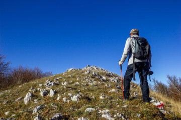 hiker on the top of a mountain in matese park