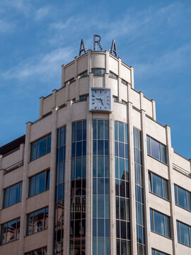 Prague, Czech Republic - June 10 2019: Functionalist Buildingpalac ARA. A Famous Landmark of Modernist Bauhaus Style and Functionalism designed by Milan Babuska in 1931.