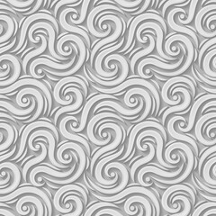 Fototapeta premium Abstract swirl seamless background in white. Curls with shadow. Stock vector illustration.