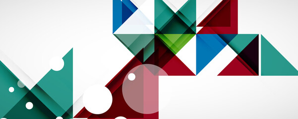 Obraz premium Geometric abstract background. Techno color triangle shapes. Vector illustration for covers, banners, flyers and posters and other designs