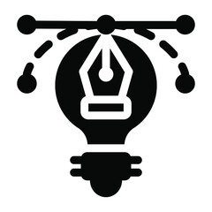 
Puzzle inside bulb, solid icon of problem solving 
