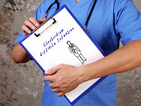 Medical concept meaning Clostridium difficile Infection with phrase on the page.