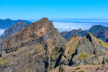 Beautiful mountain landscape  from Arieiro peak above the clouds.