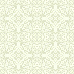 Seamless light background with beige pattern in baroque style. Vector retro illustration. Ideal for printing on fabric or paper for wallpapers, textile, wrapping. 