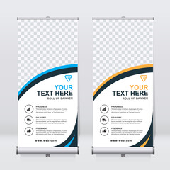 Roll up banner design template, vertical, corporate background, pull up design, modern retractable banner, rectangle size.