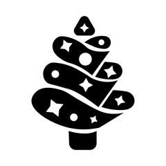 Decorated Christmas tree icon. Vector illustration.