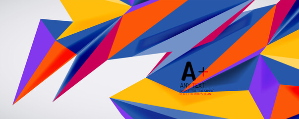 Vector triangle geometric backgrounds. Low poly 3d shape on light backdrop. Vector illustration for covers, banners, flyers and posters and other designs