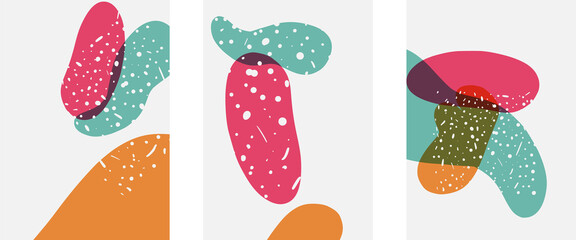 Hand drawn doodle shapes, wall art painting style, vector abstract background templates. A4 poster design or for covers, banners, flyers