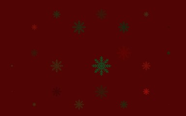 Obraz na płótnie Canvas Light Green, Red vector pattern with christmas snowflakes.