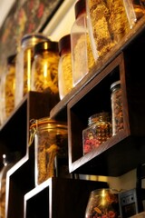 Spice jars in the kitchen