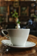 cup of coffee on a table