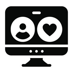 
Heart in a webpage, dating website glyph icon
