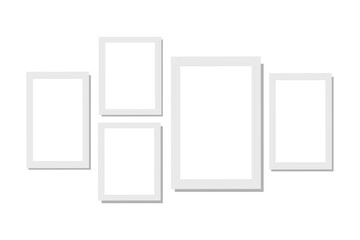 blank photo frame set on white background.