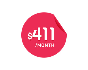 $411 Dollar Month. 411 USD Monthly sticker