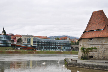 Ancient House on Drava River. Maribor, Slovenia